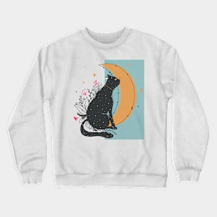 Spirit Moon Cat flower Crewneck Sweatshirt